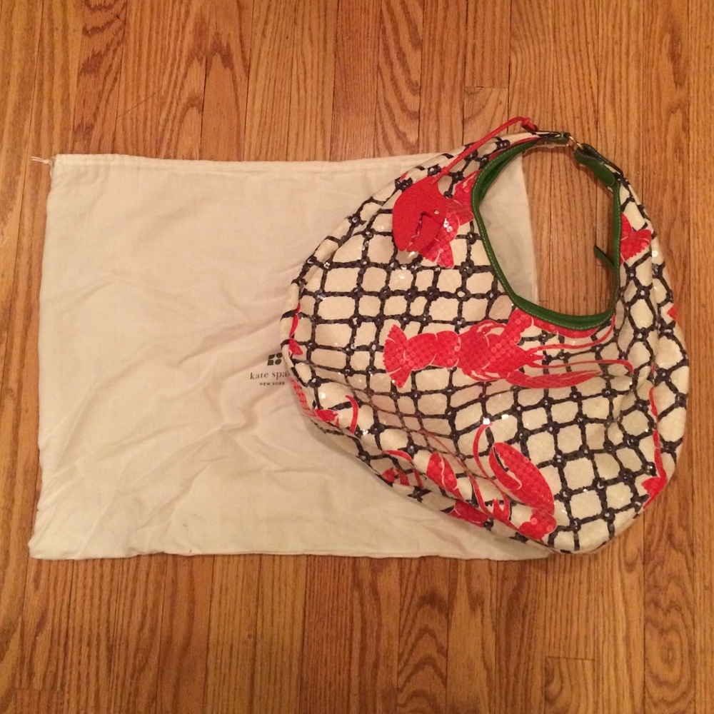 kate spade Red Lobster Print Hobo with Navy Lattice